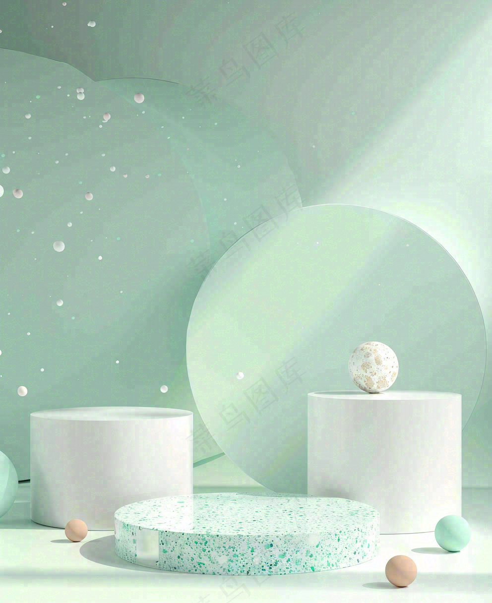 美妆护肤3d展台清新背景
