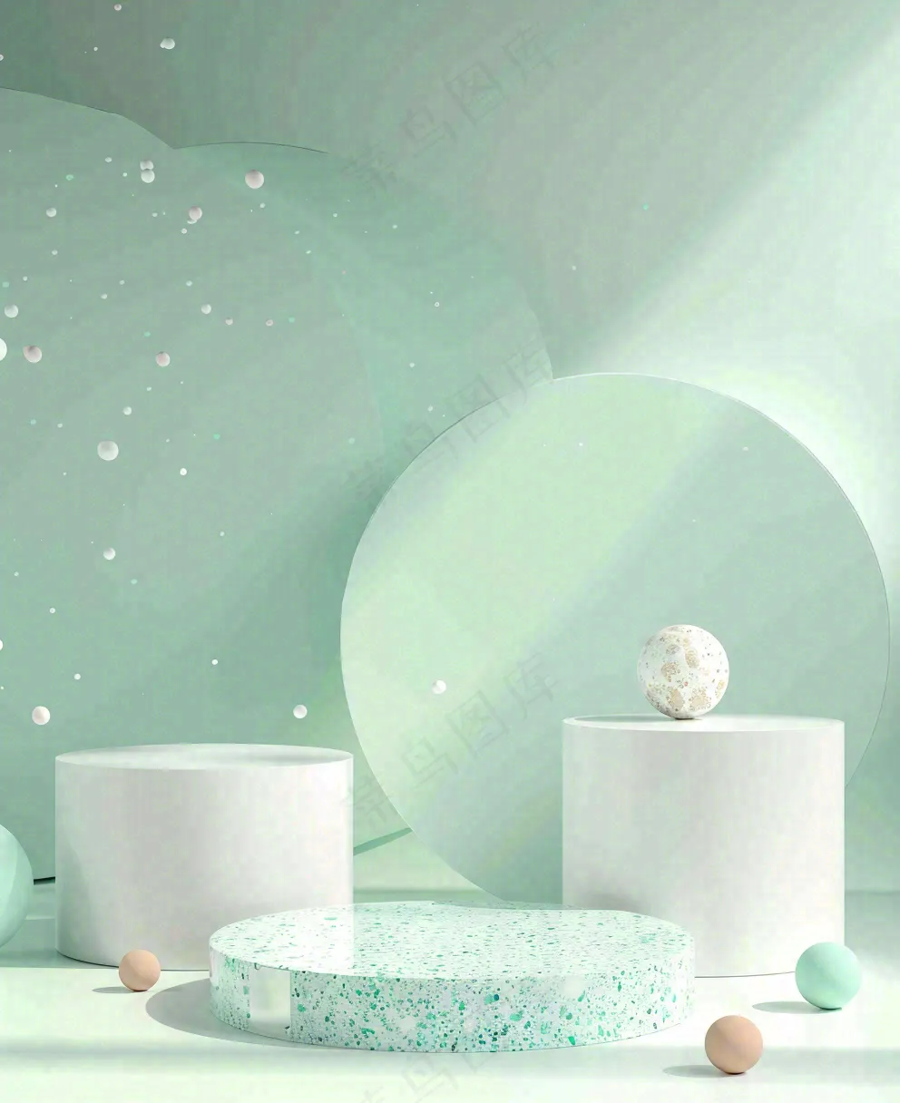 美妆护肤3d展台清新背景