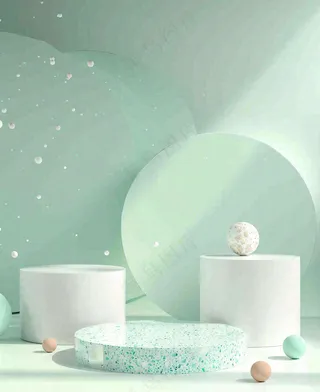 美妆护肤3d展台清新背景