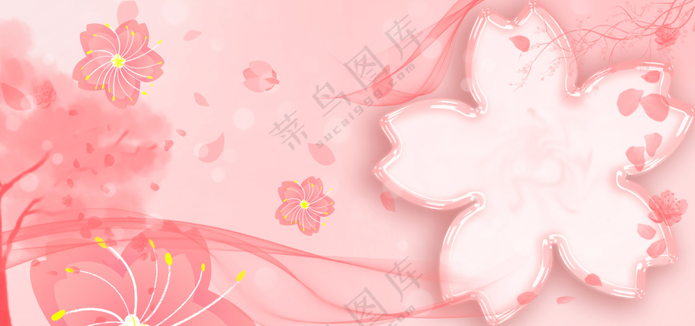 浪漫花瓣粉色鲜花背景图
