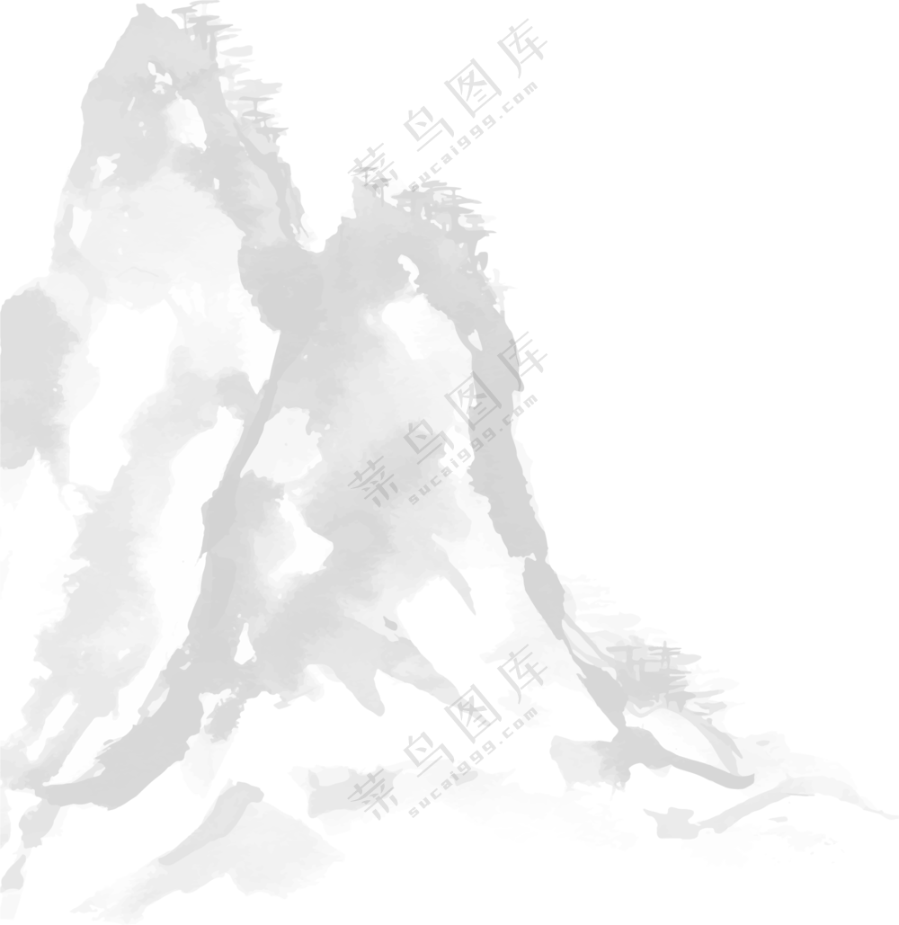 手绘水墨效果险峻山峰免抠图片素材