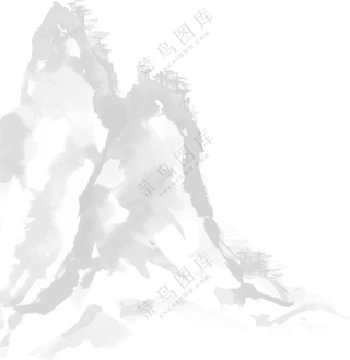 手绘水墨效果险峻山峰免抠图片素材