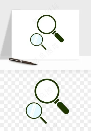 手绘放大镜镜片png免抠