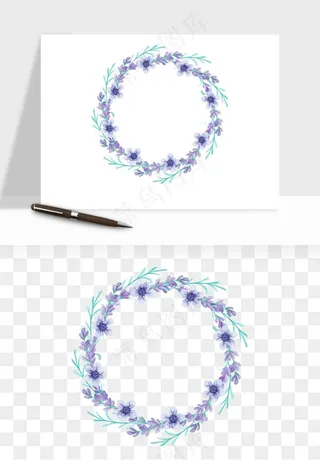 手绘花环边框浪漫png免抠