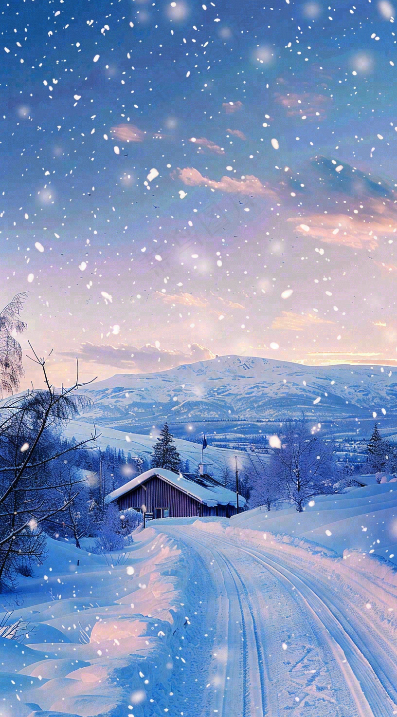 冬天寒冷白雪结冰大寒摄影图