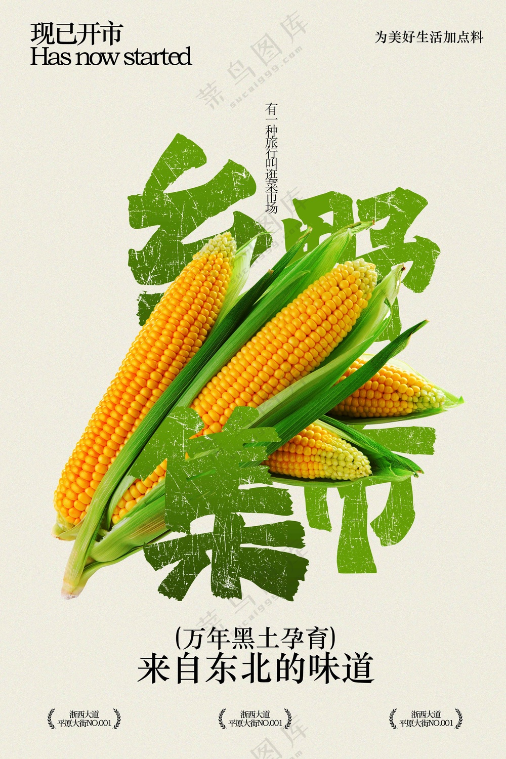 新鲜玉米乡野集市宣传海报