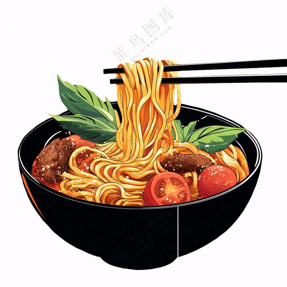 红烧牛肉面香辣美食插画免抠