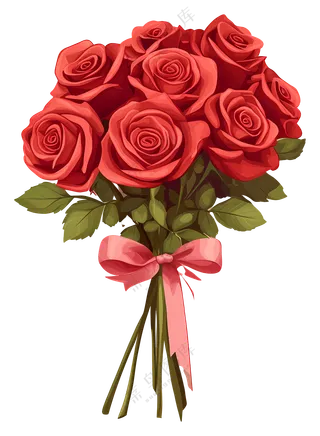 美丽的红玫瑰花束