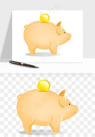 存钱罐理财金猪png免抠