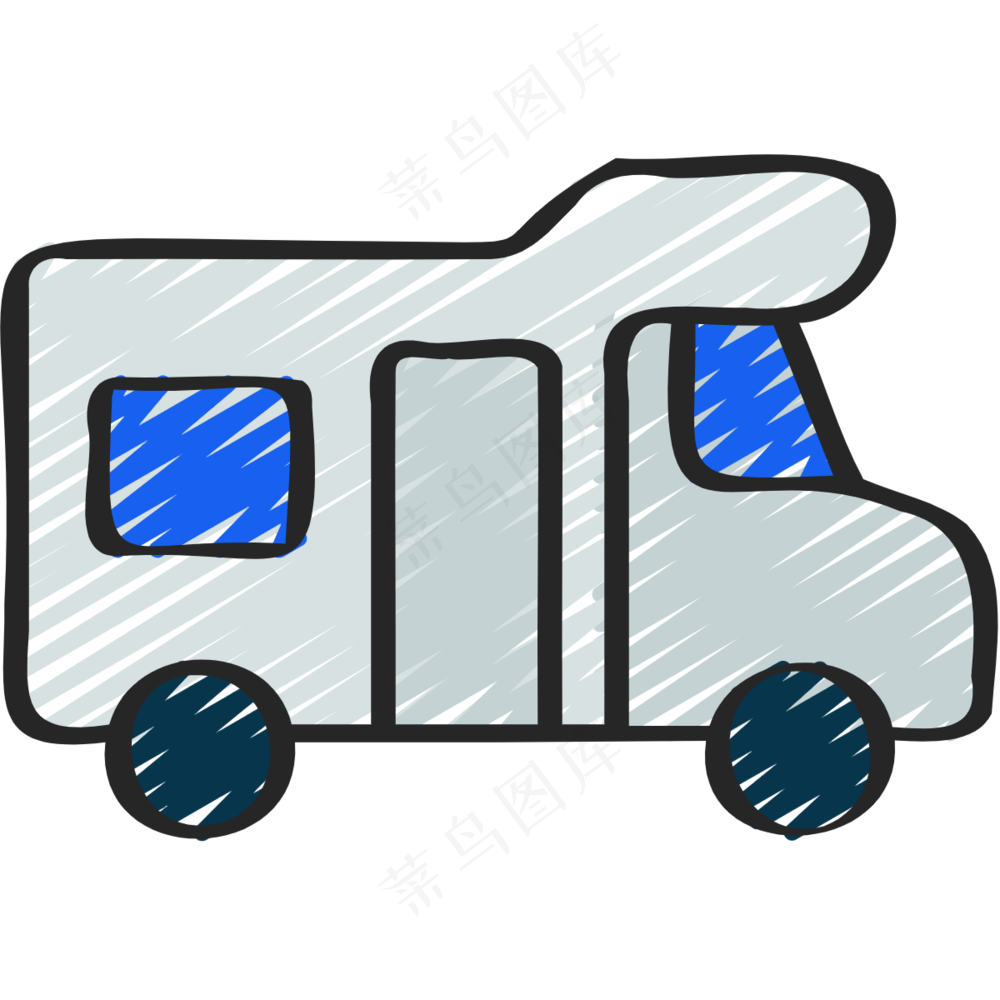 房车 铅笔手绘图标 icon
