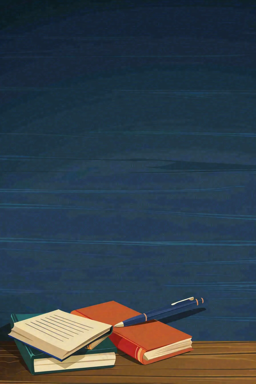 书桌课桌书本知识教师节插画背景