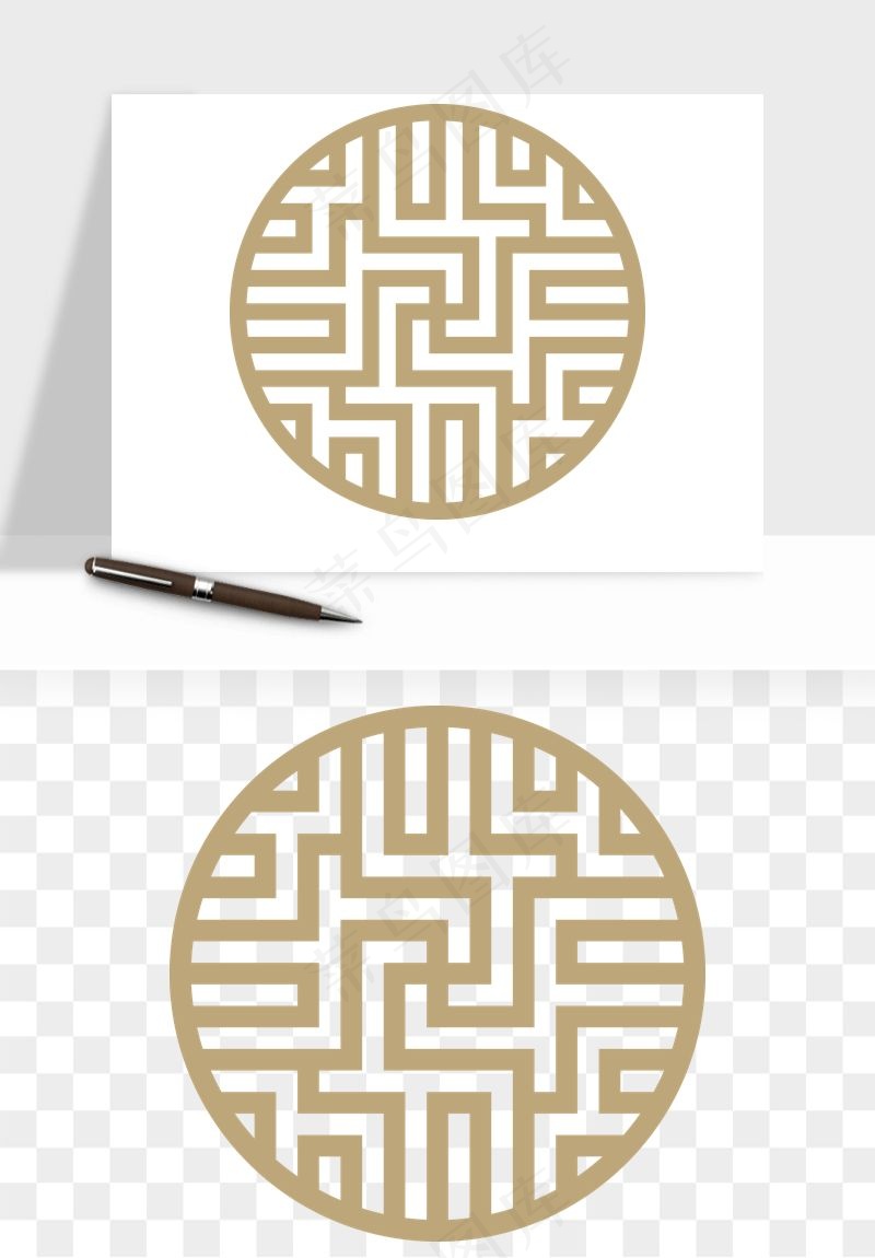 中式镂空古典图案png免抠