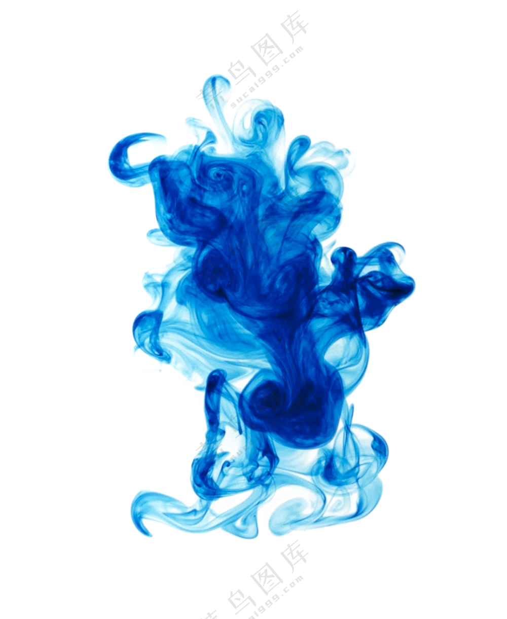 蓝色墨水四方扩散效果免抠图片素材