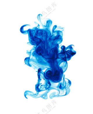 蓝色墨水四方扩散效果免抠图片素材