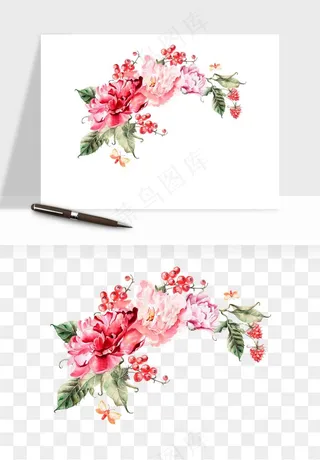 水彩复古花卉png免抠