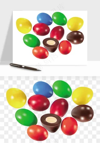 糖果糖豆彩虹糖png免抠