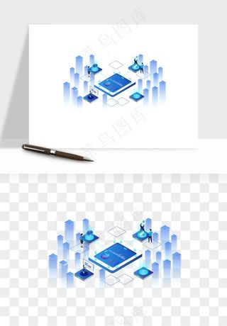 立体2.5d科技商务png免抠