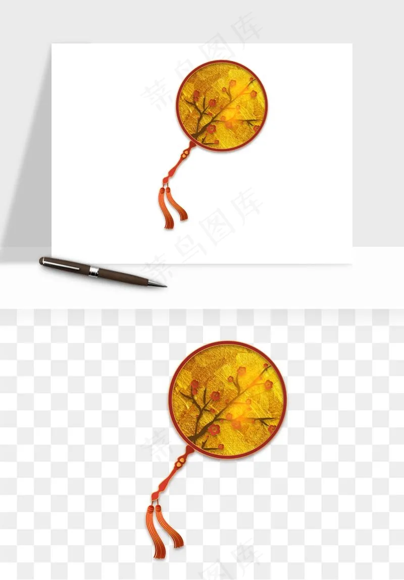 古风扇子元素png免抠