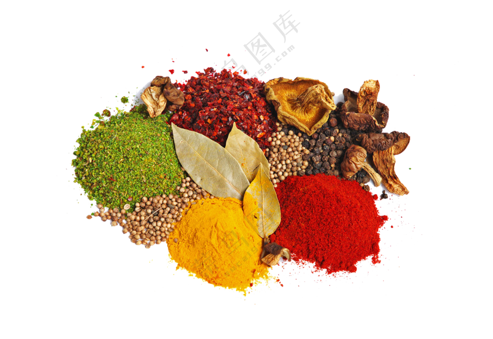 胡椒香叶与粗细辣椒面免抠图片素材