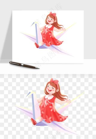 手绘儿童小孩玩耍png免抠