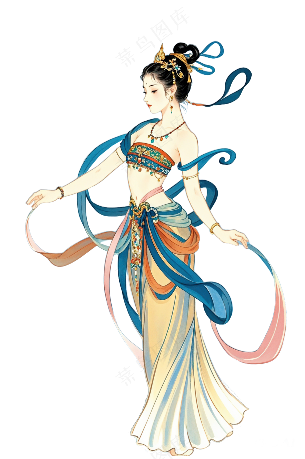 免抠中国画工笔画仙女人物