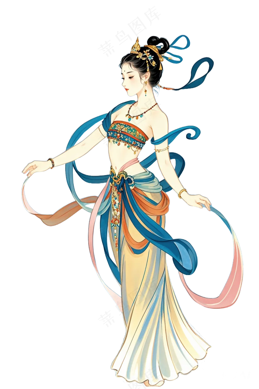 免抠中国画工笔画仙女人物
