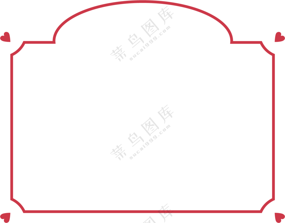 几朵心形装饰边框创意PNG图片素材