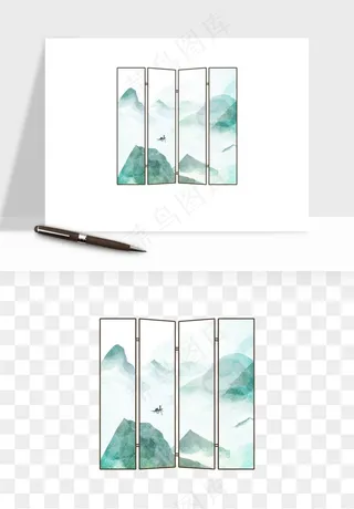 屏风国风元素png免抠