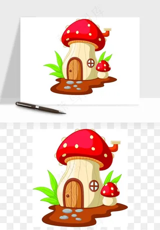 卡通蘑菇房子矢量png免抠图