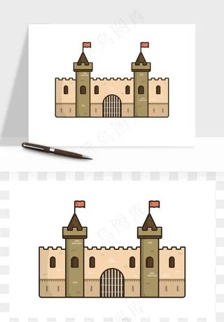 手绘城堡矢量