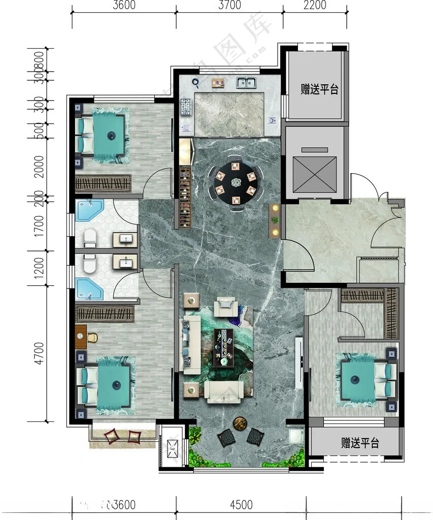 户型渲染室内户型图房地产四折页