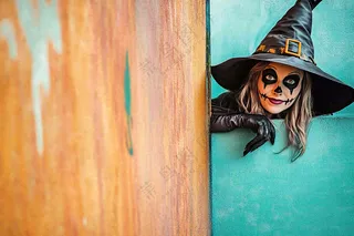 疯狂万圣节搞怪装扮人物女巫摄影图