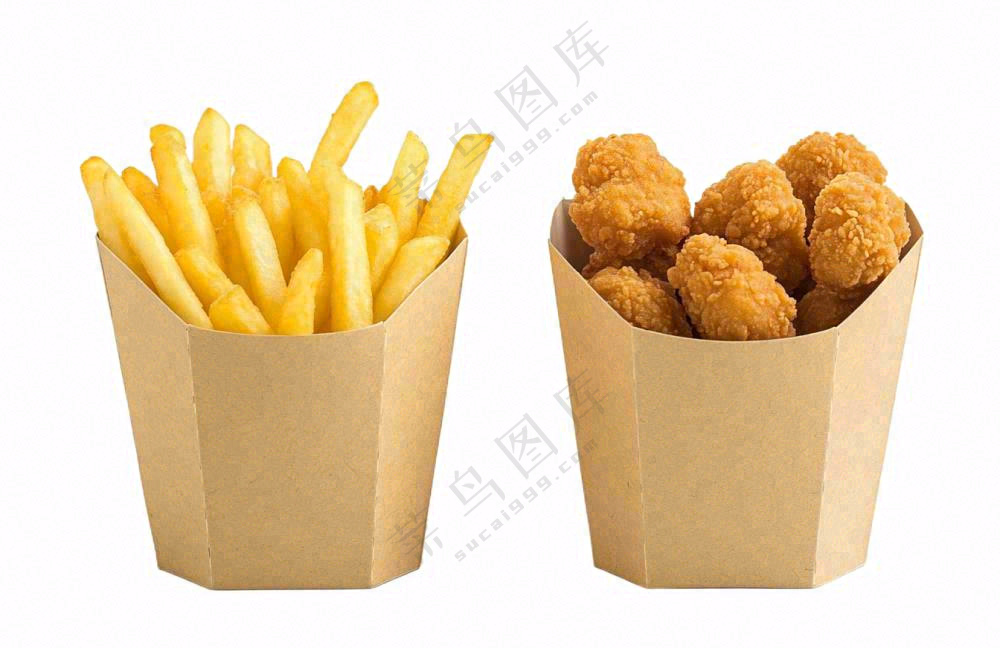 薯条鸡米花食物摄影图免抠