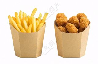 薯条鸡米花食物摄影图免抠