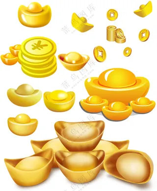 春节迎财神金币元宝财富元素大合集