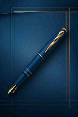 蓝色沉稳钢笔书写金色线条教师节背景