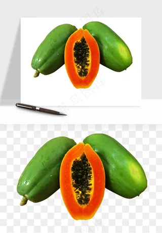 木瓜水果png免抠