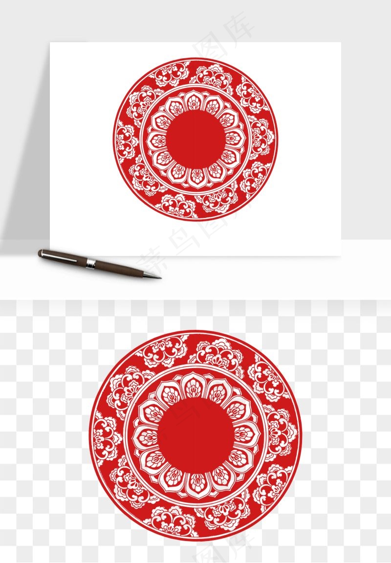 传统窗花剪纸图案png免抠