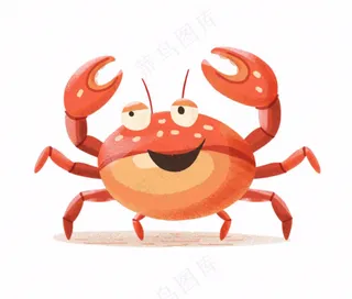 螃蟹海洋动物卡通插画免抠