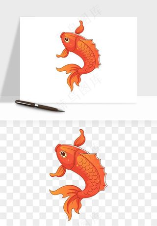 锦鲤鱼手绘水墨png免抠