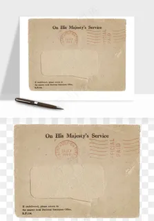 复古明信片信封png免抠