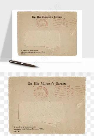 复古明信片信封png免抠