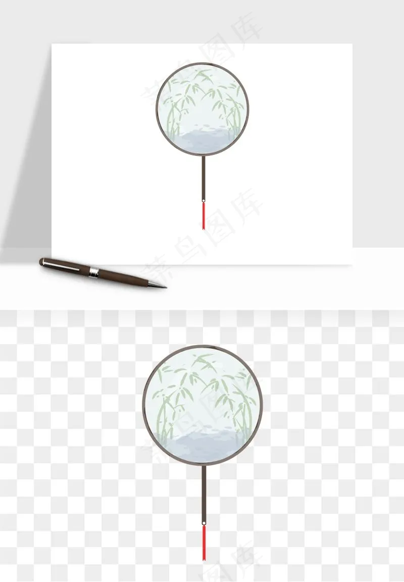 古风扇子元素png免抠