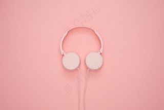 粉色背景 耳机 创意素材