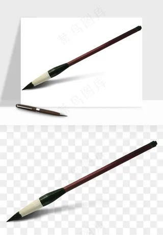 中式砚台毛笔书法png免抠