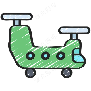 绿色军用直升机 铅笔手绘图标icon