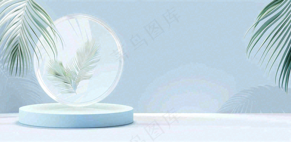 美妆护肤3d展台清新背景