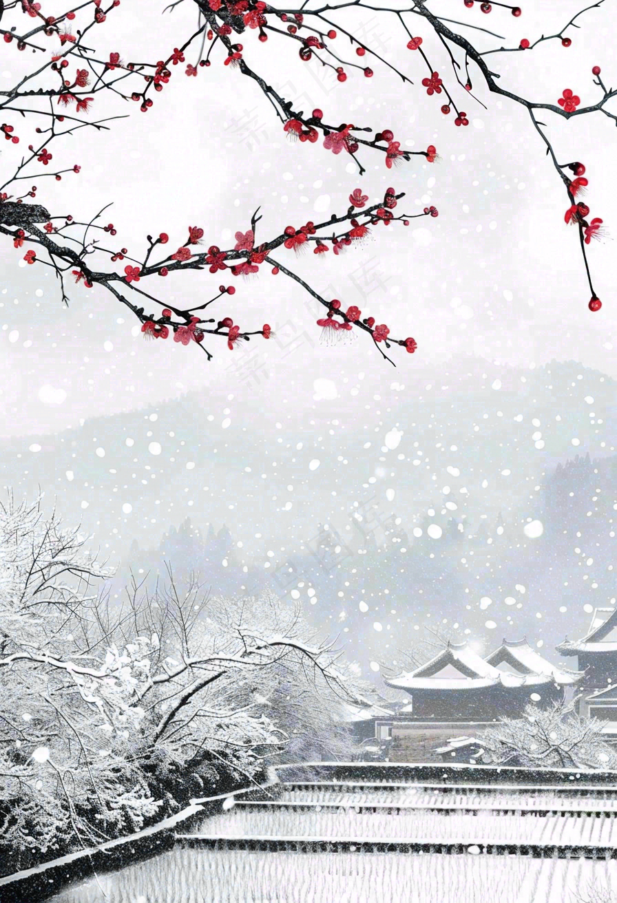 冬天寒冷白雪结冰大寒摄影图