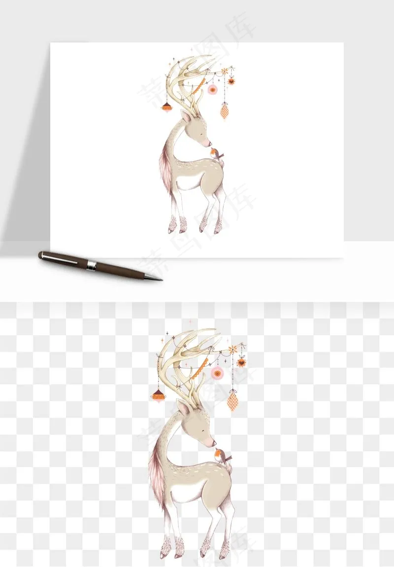 手绘梅花鹿小鹿麋鹿png免抠