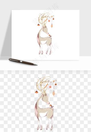 手绘梅花鹿小鹿麋鹿png免抠